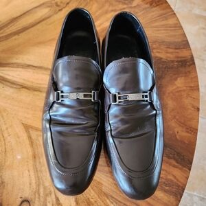 Versace Collection Espresso Leather Slip-Ons